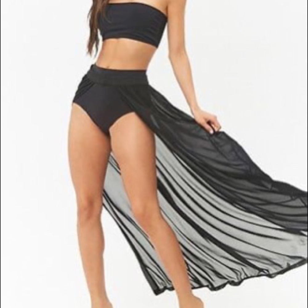 Open-Front Swim Cover-Up Maxi Skirt